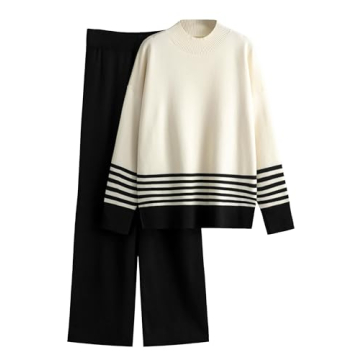 Tanming Women's Stylish 2 Piece Knitted Lounge Set - Black