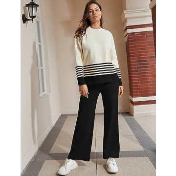 Tanming Women's Stylish 2 Piece Knitted Lounge Set - Black