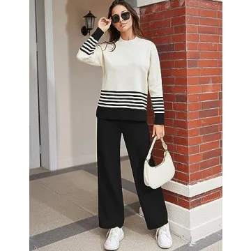 Tanming Women's Stylish 2 Piece Knitted Lounge Set - Black