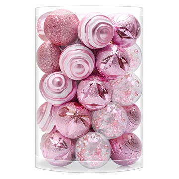VAINECHAY Christmas Tree Ornaments Pink: Shatterproof Decorations for a Magical Holiday