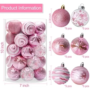 VAINECHAY Christmas Tree Ornaments Set of 34 Stylish Balls