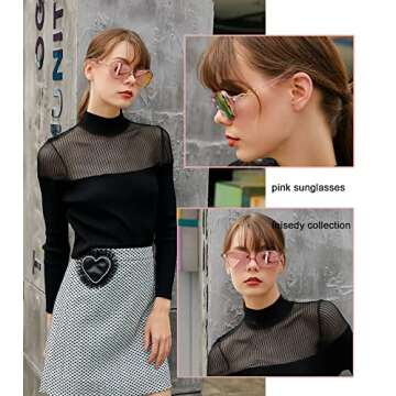 FEISEDY Vintage Womens Polarized Sunglasses UV400 Wrap Around Fashion Shades B2526 (Pink Mirrored, 5...