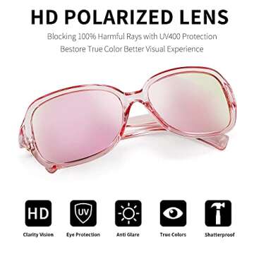 FEISEDY Vintage Womens Polarized Sunglasses UV400 Wrap Around Fashion Shades B2526 (Pink Mirrored, 56)