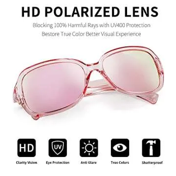 FEISEDY Vintage Womens Polarized Sunglasses UV400 Wrap Around Fashion Shades B2526 (Pink Mirrored, 56)