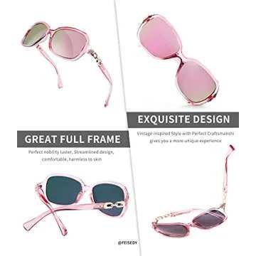 FEISEDY Vintage Womens Polarized Sunglasses UV400 Wrap Around Fashion Shades B2526 (Pink Mirrored, 56)