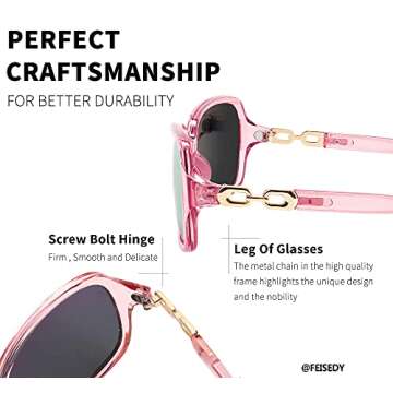 FEISEDY Vintage Womens Polarized Sunglasses UV400 Wrap Around Fashion Shades B2526 (Pink Mirrored, 56)