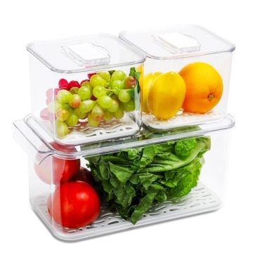 REFSAVER Fridge Storage Containers Stackable Produce Saver