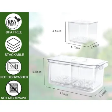 REFSAVER Fridge Storage Containers Stackable Produce Saver