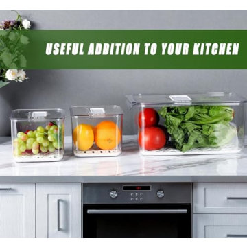 REFSAVER Fridge Storage Containers Stackable Produce Saver
