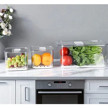 REFSAVER Fridge Storage Containers Stackable Produce Saver