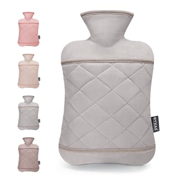 BYXAS Hot Water Bottle with Hand Pocket Cover–2.0L BPA Free PVC Water Bag, Odorless Superior Material, Grey