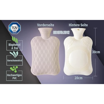 BYXAS Hot Water Bottle with Hand Pocket Cover–2.0L BPA Free PVC Water Bag, Odorless Superior Material, Grey