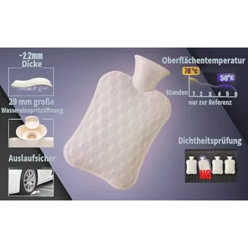 BYXAS Hot Water Bottle with Hand Pocket Cover–2.0L BPA Free PVC Water Bag, Odorless Superior Material, Grey