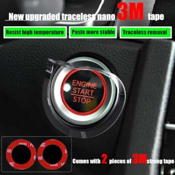 𝟯𝗠 Tape | Car Joystick Push Start Button Cover, Metal Push to Start Accessories, Car Starter Engine Start Stop Button Cover, Cool Car Accessories Interior Decor Push to Start Button Rocker, Blue