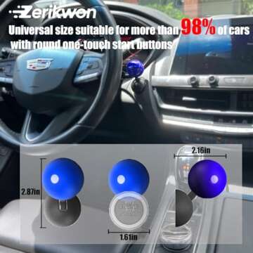 𝟯𝗠 Tape | Car Joystick Push Start Button Cover, Metal Push to Start Accessories, Car Starter Engine Start Stop Button Cover, Cool Car Accessories Interior Decor Push to Start Button Rocker, Blue