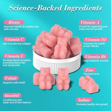 Lazpowfi Biotin Gummies for Hair Skin and Nails - Vegan