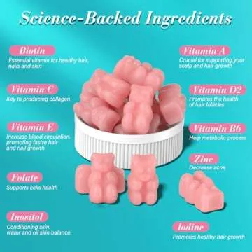 Lazpowfi Biotin Gummies for Hair Skin and Nails - Vegan