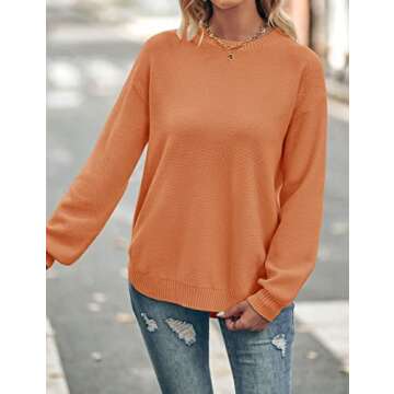MEROKEETY Women's 2024 Fall Long Puff Sleeve Cozy Knit Loose Casual Round Hem Pullover Sweater Tops,...