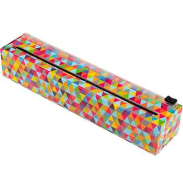 Chicwrap Triangle Refillable Plastic Wrap Dispenser - Includes 12" x 250' Roll Professional Grade Disposable Plastic Wrap - Reusable Dispenser w/Slide Cutter - Ideal Dispenser & Saves Money