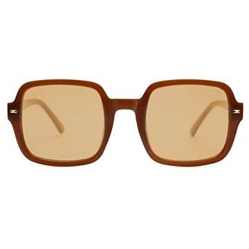 SOJOS Retro Square Polarized Sunglasses for Women Men Classic Trendy Sunnies SJ2226, Brown/Brown