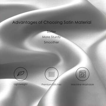 Love's cabin Satin Pillowcase for Hair and Skin (Light Grey, 20x40 inches) Similar to Silk Pillow Cases, King Size Pillow Cases Set of 2 - Satin Cooling Pillow Covers with Envelope Closure