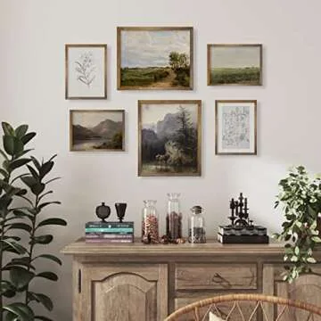 Vintage Farmhouse Wall Decor - 11x14 of 6 Unframed Nature Deer Flower Neutral Wall Art - Boho French Country Kitchen - Bathroom Bedroom Picture Poster Print - Green Room Decor Aesthetic Botanical