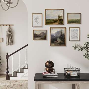 Vintage Farmhouse Wall Decor - 11x14 of 6 Unframed Nature Deer Flower Neutral Wall Art - Boho French Country Kitchen - Bathroom Bedroom Picture Poster Print - Green Room Decor Aesthetic Botanical