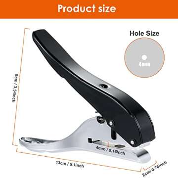 Hole Punch 4mm Single Hole Punch,Heavy Duty Hole Puncher Single,Paper Punch Portable Hand Held Long ...