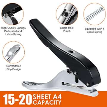 Hole Punch 4mm Single Hole Punch,Heavy Duty Hole Puncher Single,Paper Punch Portable Hand Held Long Hole Punch for Paper Cards Plastic Cardboard