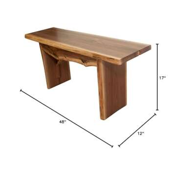 Live Edge Wooden Bench - Rustic Walnut Furniture