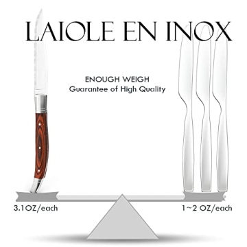 Uniharpa Laguiole Steak Knives Set for 6 in Gift Box