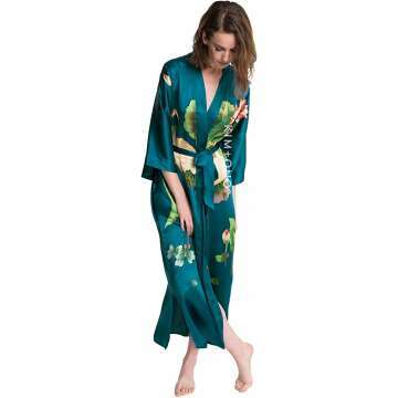 Elegant Women's Silk Kimono Robe - Handpainted Design