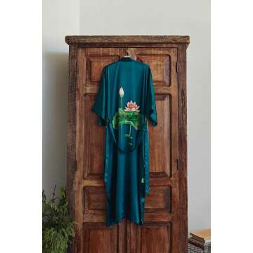 Elegant Women's Silk Kimono Robe - Handpainted Design