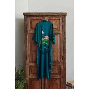 Elegant Women's Silk Kimono Robe - Handpainted Design