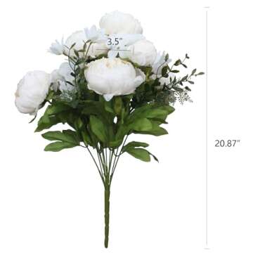 Duovlo Artificial Peony Silk Flowers Fake Flowers Vintage Wedding Home Decoration,Pack of 1 (Spring ...