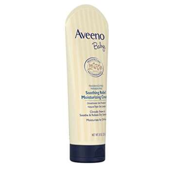 Aveeno Baby Soothing Relief Moisturizing Cream with Natural Oat Complex & Dimethicone, Hypoallergenic Baby Cream to Soothe & Relieve Dry, Sensitive Skin, Fragrance- & Paraben-Free, 8 oz