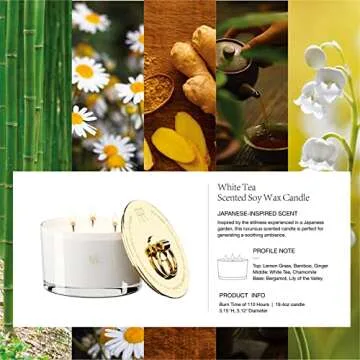 ESNA HOME Aromatherapy Scented Candles | Lavender Essential Oil | 19.4oz 110 Hours Burn Gold Lid Soy White Candles | Self Care Gifts for her | Luxury for Women | Room Decor Candles for Home Scented