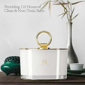 ESNA HOME Aromatherapy Scented Candles | Lavender Essential Oil | 19.4oz 110 Hours Burn Gold Lid Soy White Candles | Self Care Gifts for her | Luxury for Women | Room Decor Candles for Home Scented