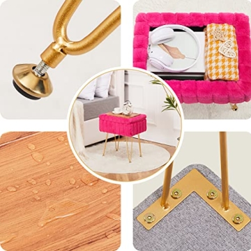 Wimarsbon Faux Mink Fur Storage Ottoman for Any Space