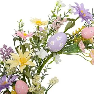 VGIA Easter Wreath 18" with Pastel Eggs and Flowers