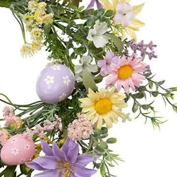 VGIA Easter Wreath 18" with Pastel Eggs and Flowers