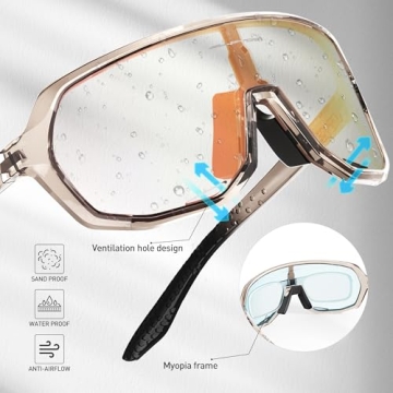 KAPVOE Photochromic Cycling Glasses UV Protection Comfort Fit