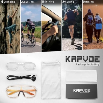 KAPVOE Photochromic Cycling Glasses UV Protection Comfort Fit