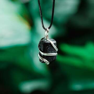 Raw Black Tourmaline Crystal Healing Pendant Necklace –Protection Negative Energy Cleanser Natural Stress Aid Soothe Mind Emotions - Authentic Wrapped Tumble Stone Chakra Healing Charm
