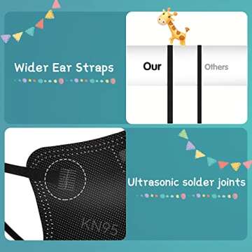 Funight Kids KN95 Masks for Children, 50 Packs 5 Layers Breathable, Disposable Masks With Adjustable Buckle for Boys Girls