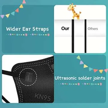 Funight Kids KN95 Masks for Children, 50 Packs 5 Layers Breathable, Disposable Masks With Adjustable Buckle for Boys Girls