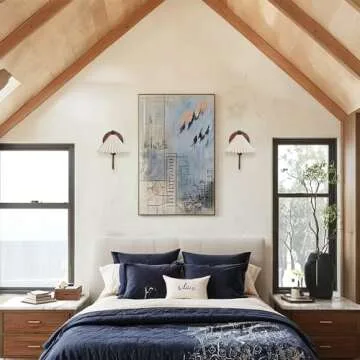 Vintage Ceramic Wall Lamp with White Pleated Shade, Light Sconces Bedroom