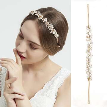 Oriamour Crystal Wedding Headbands - Handmade Bridal Hair Accessory in Gold