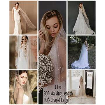 Passat Pearl Wedding Veil Ivory Cathedral Pearl Veils Chapel Bridal Veil Pearl White Veils For Brides Ivory