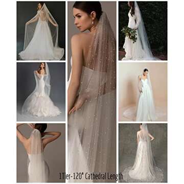 Passat Pearl Wedding Veil Ivory Cathedral Pearl Veils Chapel Bridal Veil Pearl White Veils For Brides Ivory